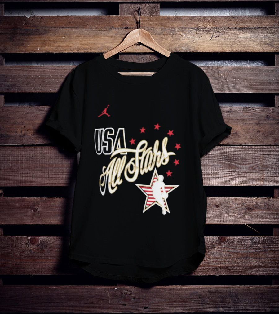 USA All Stars Basketball Team Icon With Red Star T-Shirt