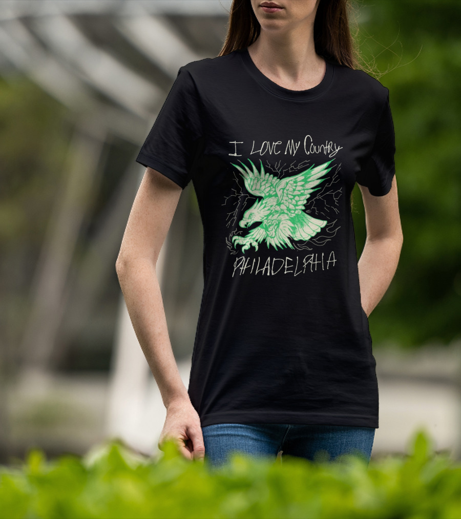 I Love My Country Philadelphia Eagles Electric Green Eagle T-Shirt