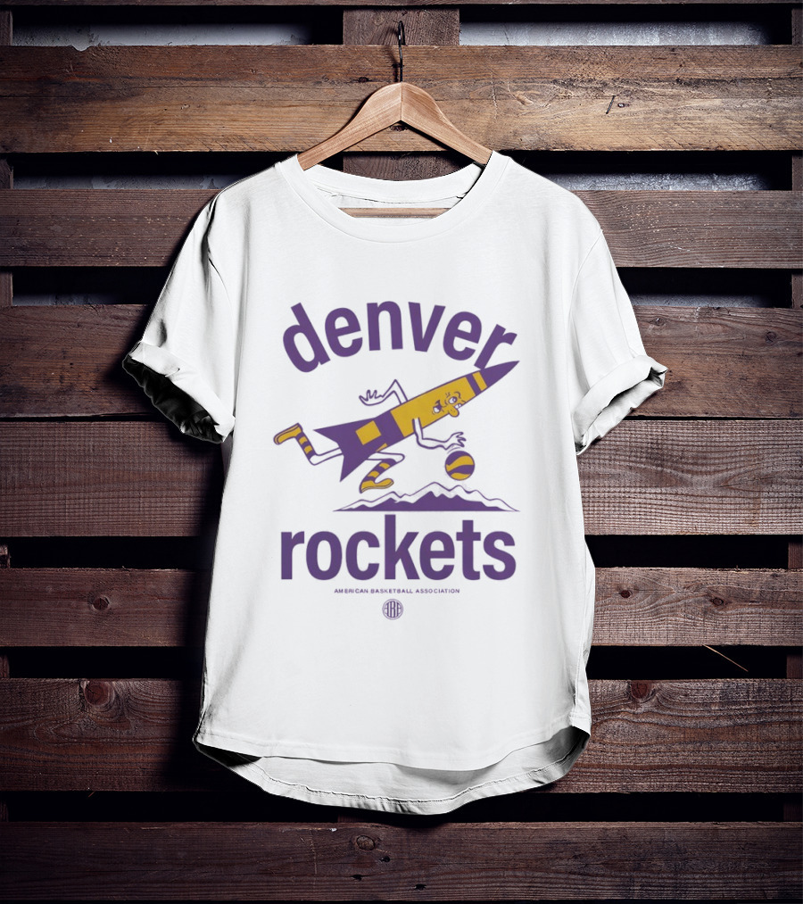 Denver Rockets Dribbling Rocket ABA Basketball Vintage Retro Denver Rockies T-Shirt