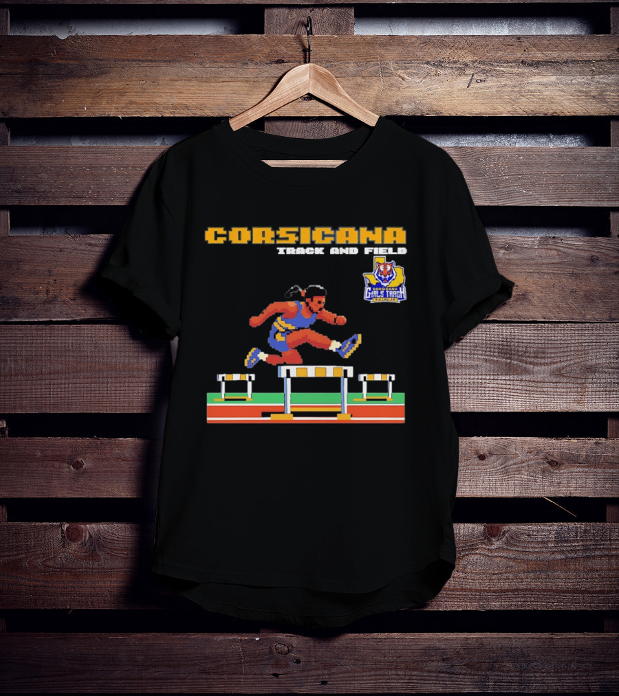 Corsicana Girls Track Female Hurdle Pixel Art Tiger T-Shirt