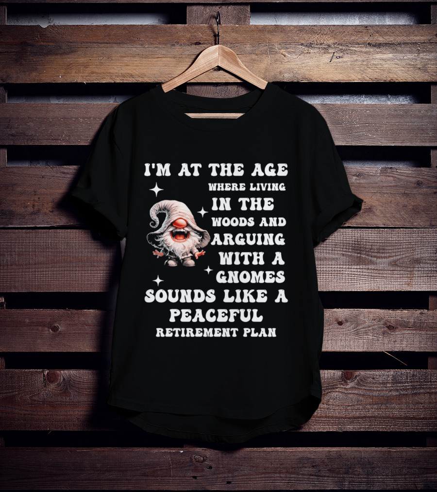 I'm At The Age Where Living In The Woods And Arguing With A Gnome Sounds Like A Peaceful Retirement Plan T-Shirt