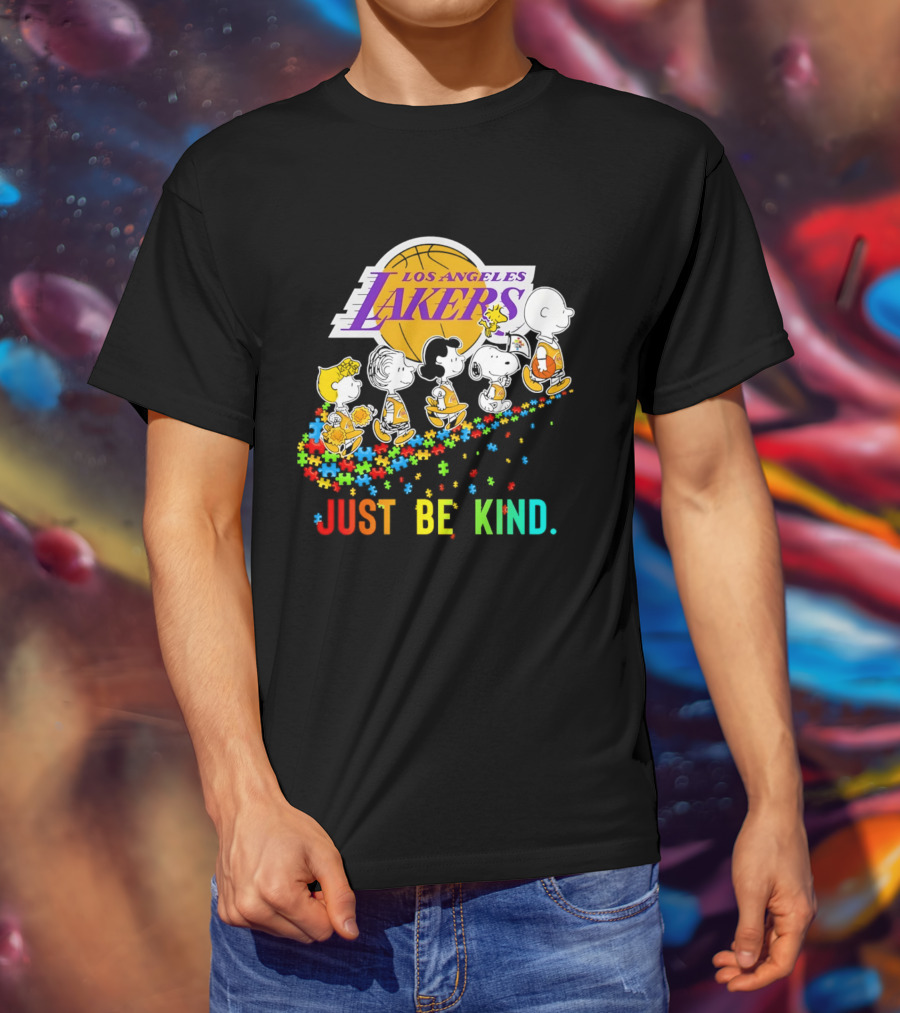 Los Angeles Lakers Peanuts Snoopy Friends Abbey Road Just Be Kind T-Shirt