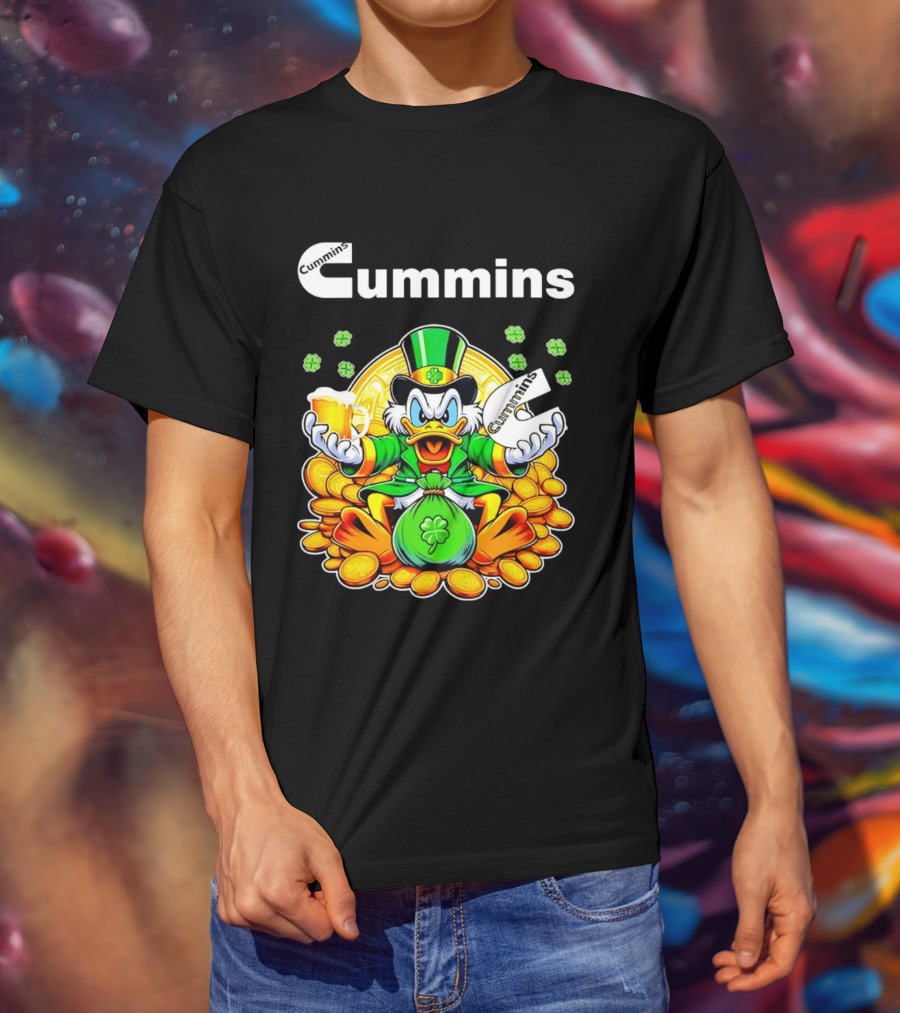 Cummins Scrooge McDuck St Patricks Day Coins And Beer Celebration T-Shirt