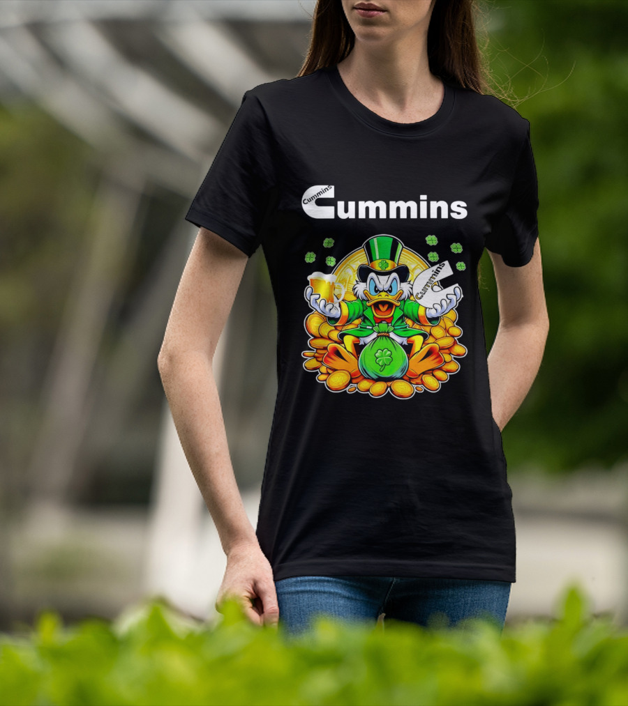 Cummins Scrooge McDuck St Patricks Day Coins And Beer Celebration T-Shirt