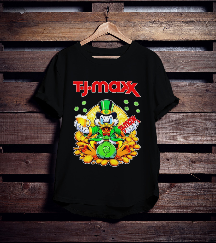 TJ Maxx Scrooge McDuck St Patricks Day Coins Beer T-Shirt