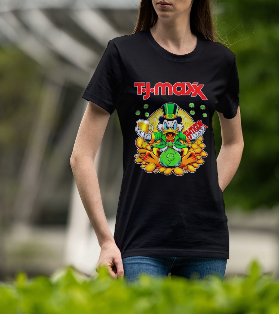TJ Maxx Scrooge McDuck St Patricks Day Coins Beer T-Shirt