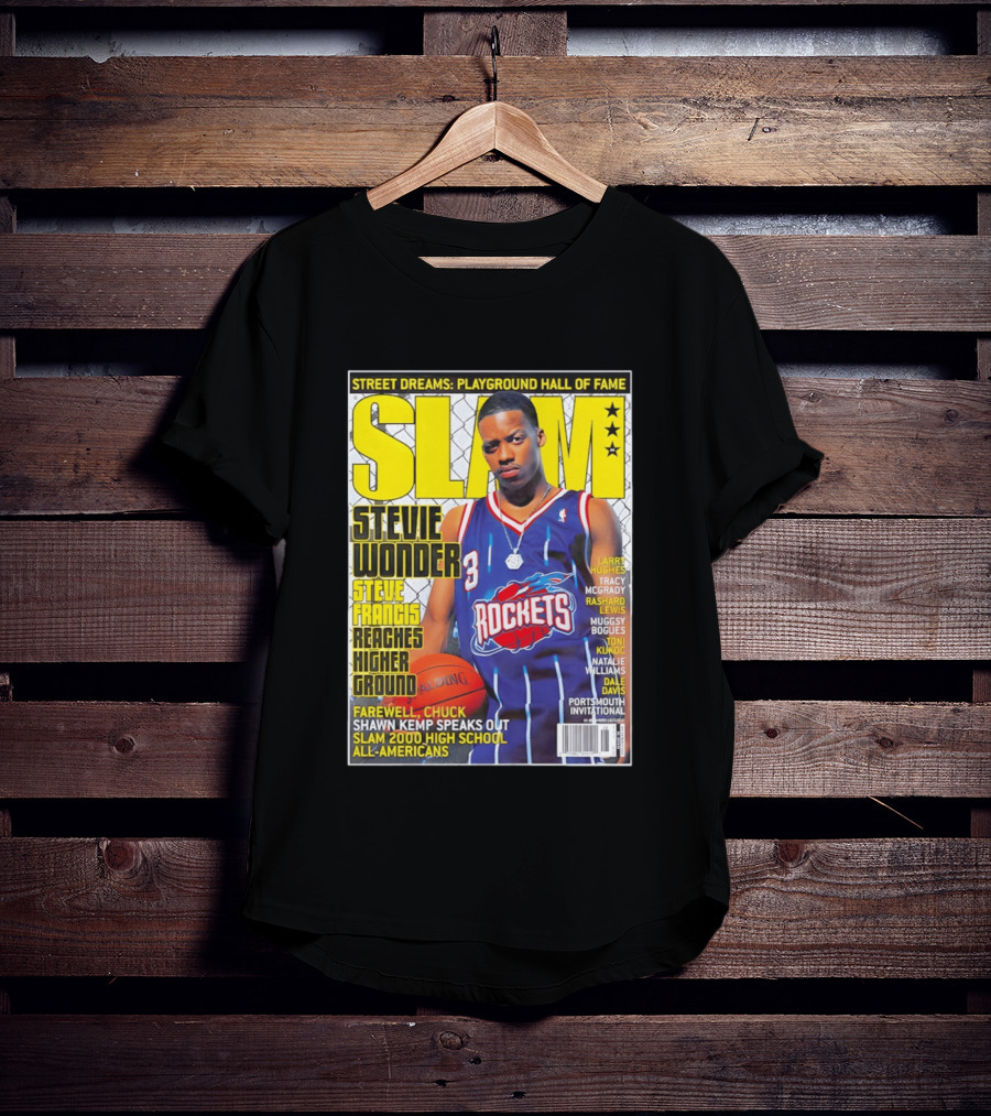 SLAM Stevie Wonder Steve Francis Reaches Higher Ground Rockets Basketball T-Shirt