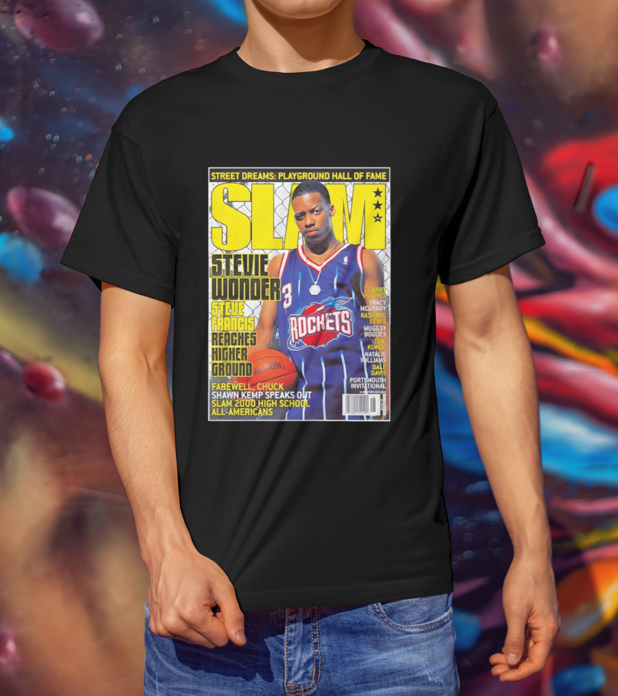 SLAM Stevie Wonder Steve Francis Reaches Higher Ground Rockets Basketball T-Shirt