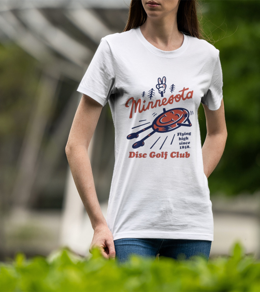 Minnesota Disc Golf Club Flying High Since 1858 Happy Disc And Peace Sign Forest T-Shirt