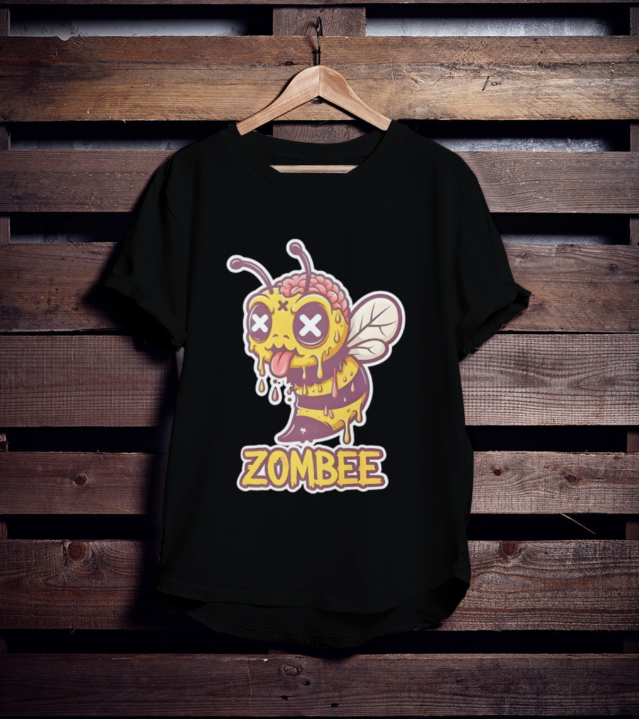 Zombee Dripping Brain Honey Zombie Insect Pun T-Shirt