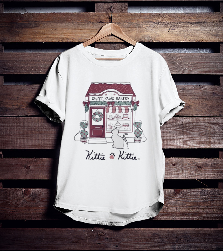 Sweet Paws Bakery Festive Holiday Kittie Kittie Christmas T-Shirt