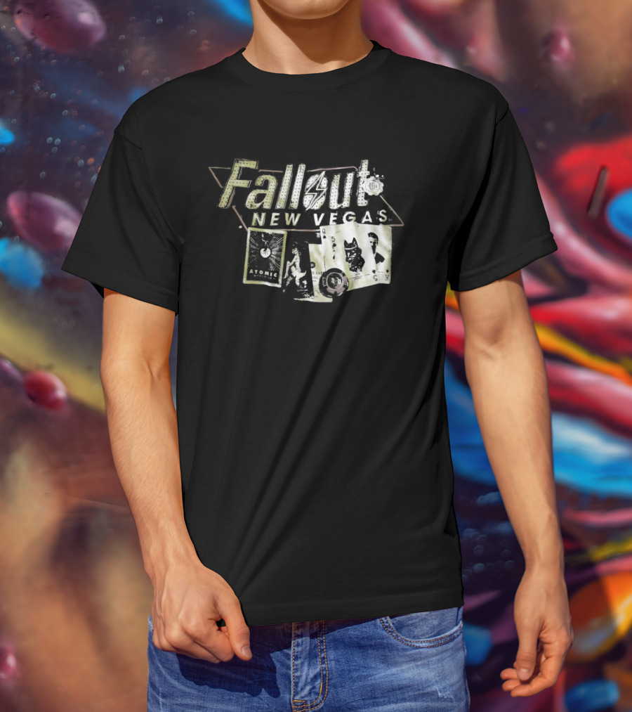 Fallout New Vegas Retro Vault Boy Playing Cards T-Shirt