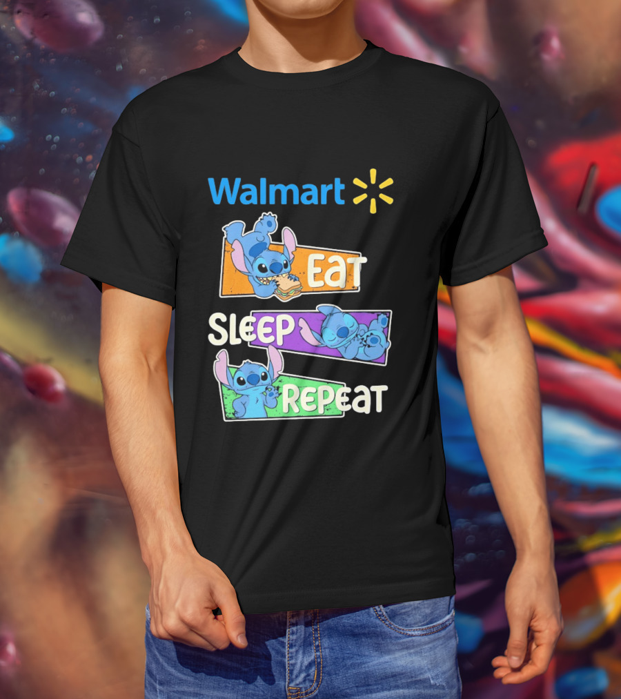 Walmart Stitch Eat Sleep Repeat T-Shirt