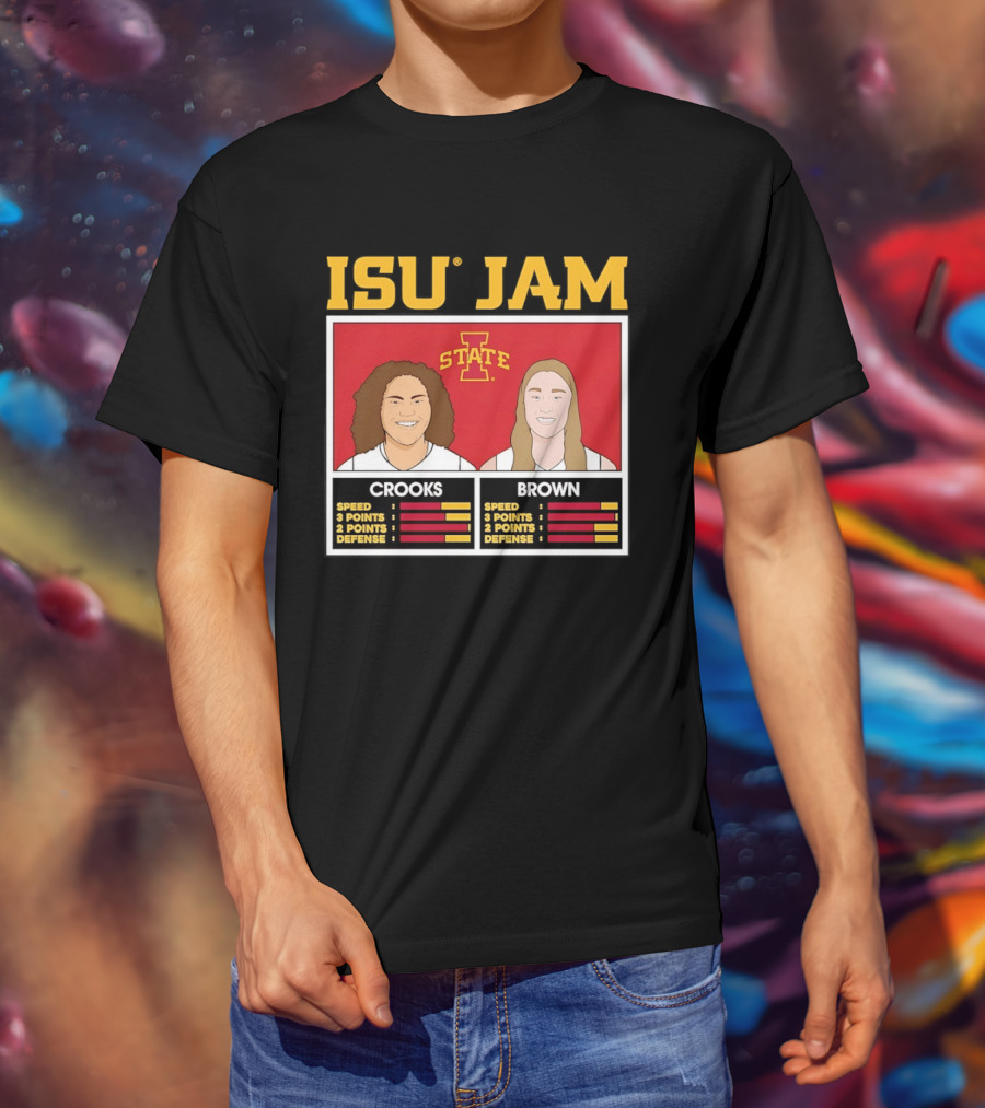 ISU Jam Iowa State Crooks Brown Basketball Stats T-Shirt