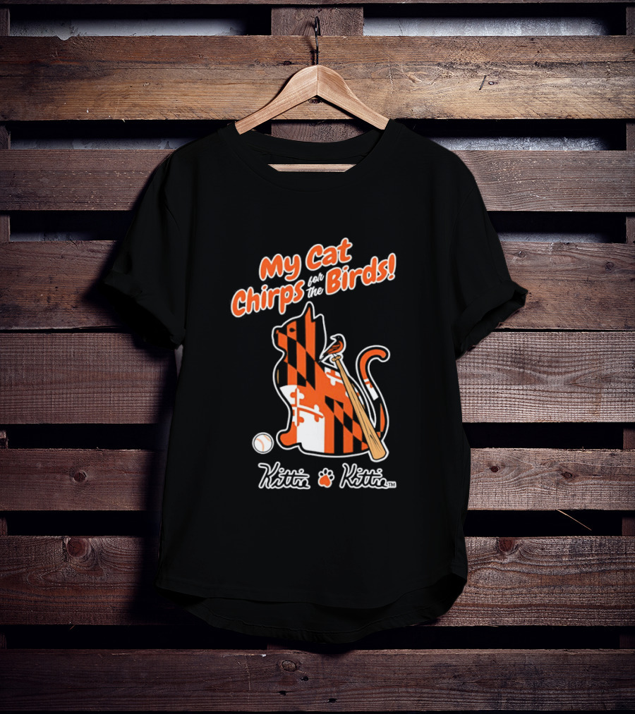 Kittie My Cat Chirps For The Birds Baseball Bat And Ball T-Shirt