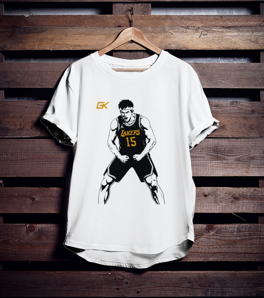 Austin Reaves 15 Lakers Cartoon Basketball Pose T-Shirt