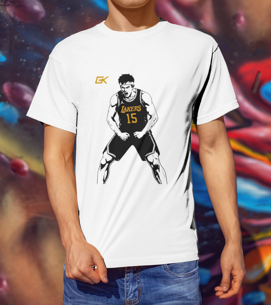 Austin Reaves 15 Lakers Cartoon Basketball Pose T-Shirt