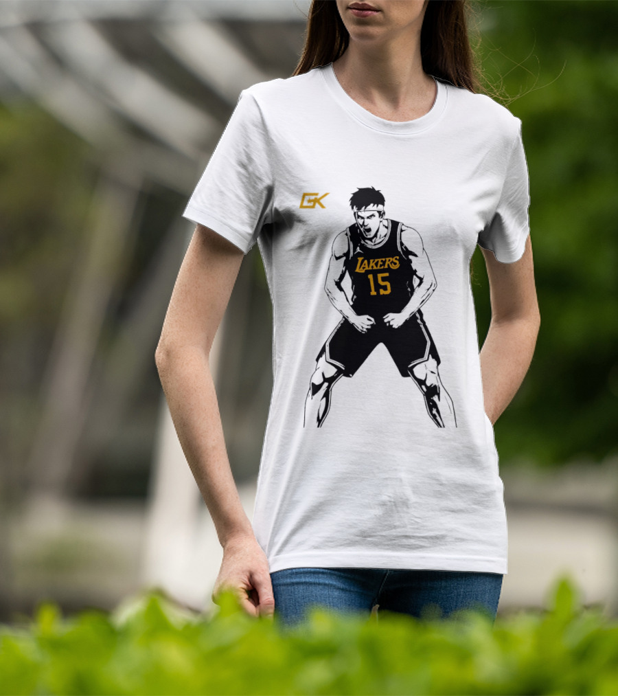 Austin Reaves 15 Lakers Cartoon Basketball Pose T-Shirt