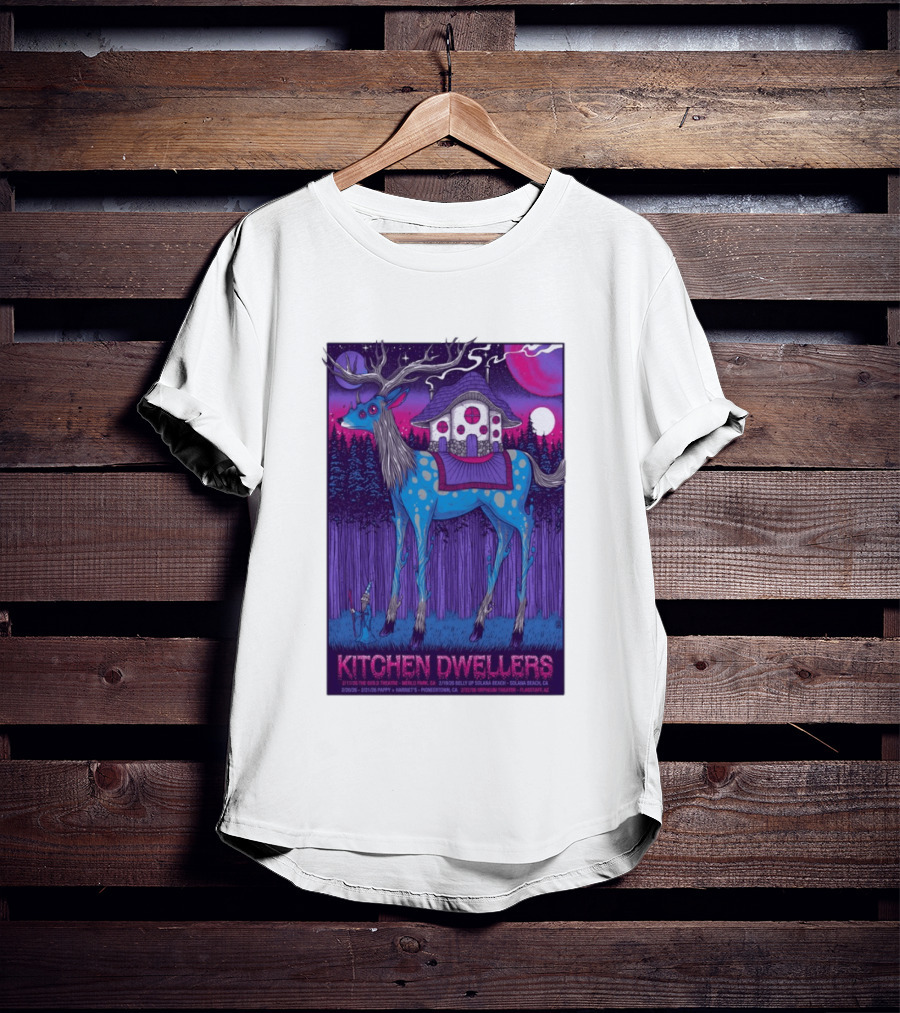 Kitchen Dwellers California Tour February 2026 Mystic Deer T-Shirt