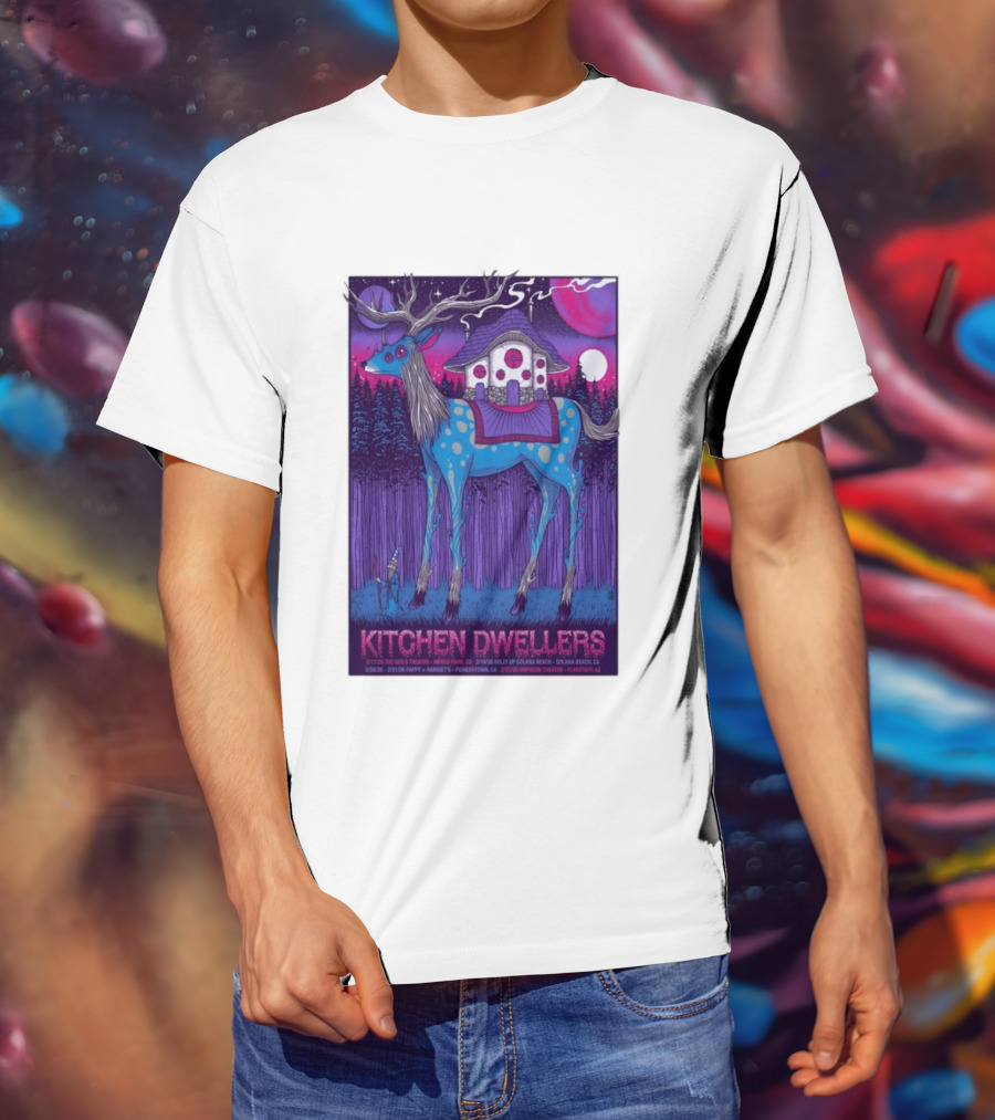 Kitchen Dwellers California Tour February 2026 Mystic Deer T-Shirt
