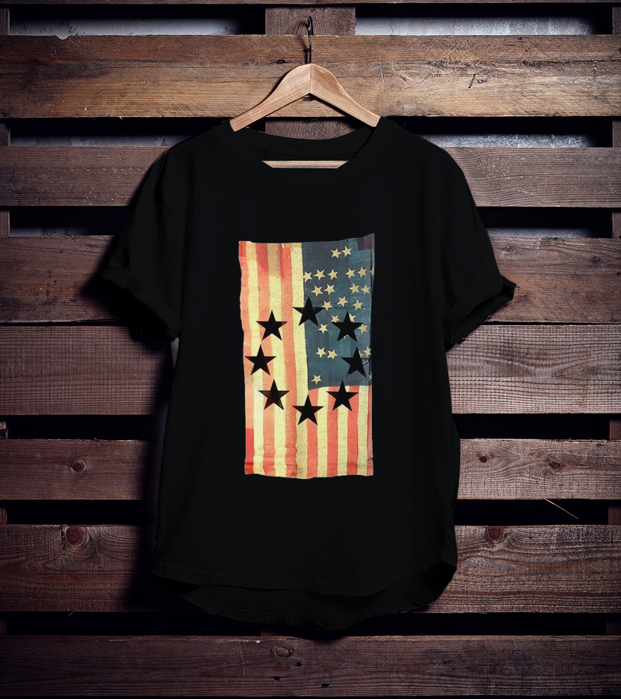 American Flag Black Stars Vintage Style Patriotic T-Shirt