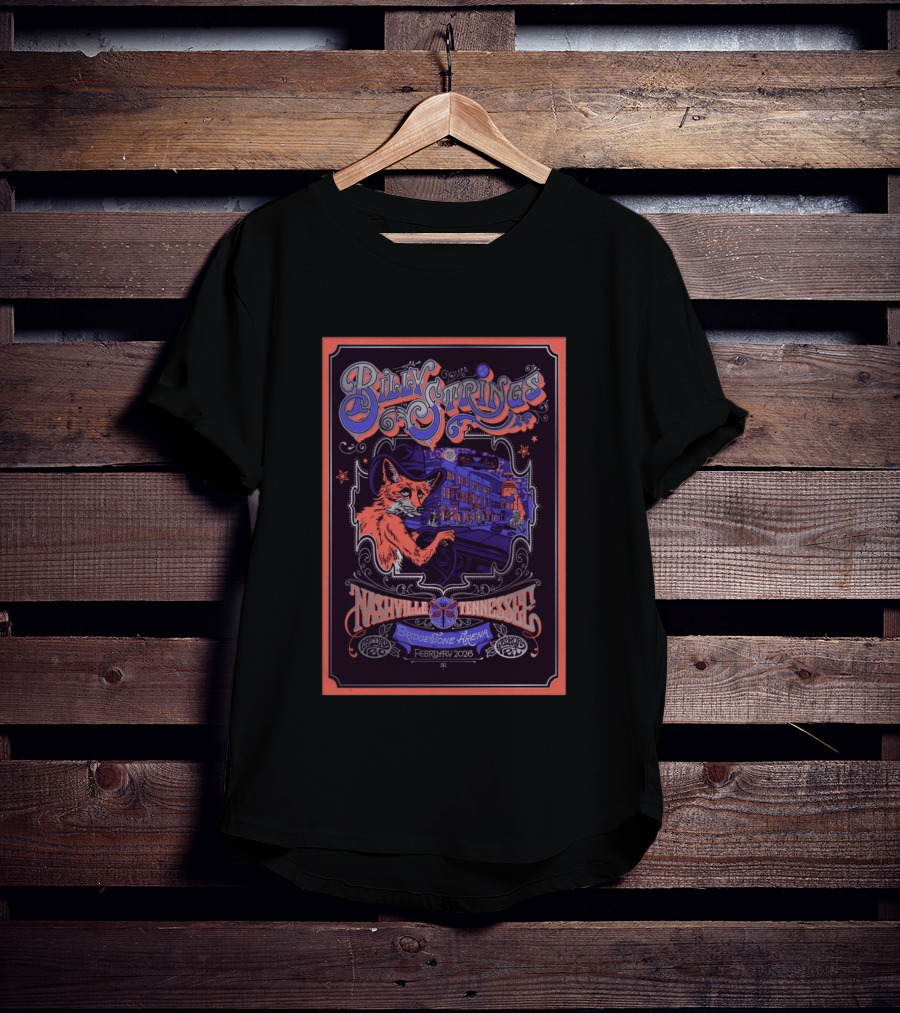 Billy Strings Nashville Tennessee Bridgestone Arena February 2026 Fox T-Shirt