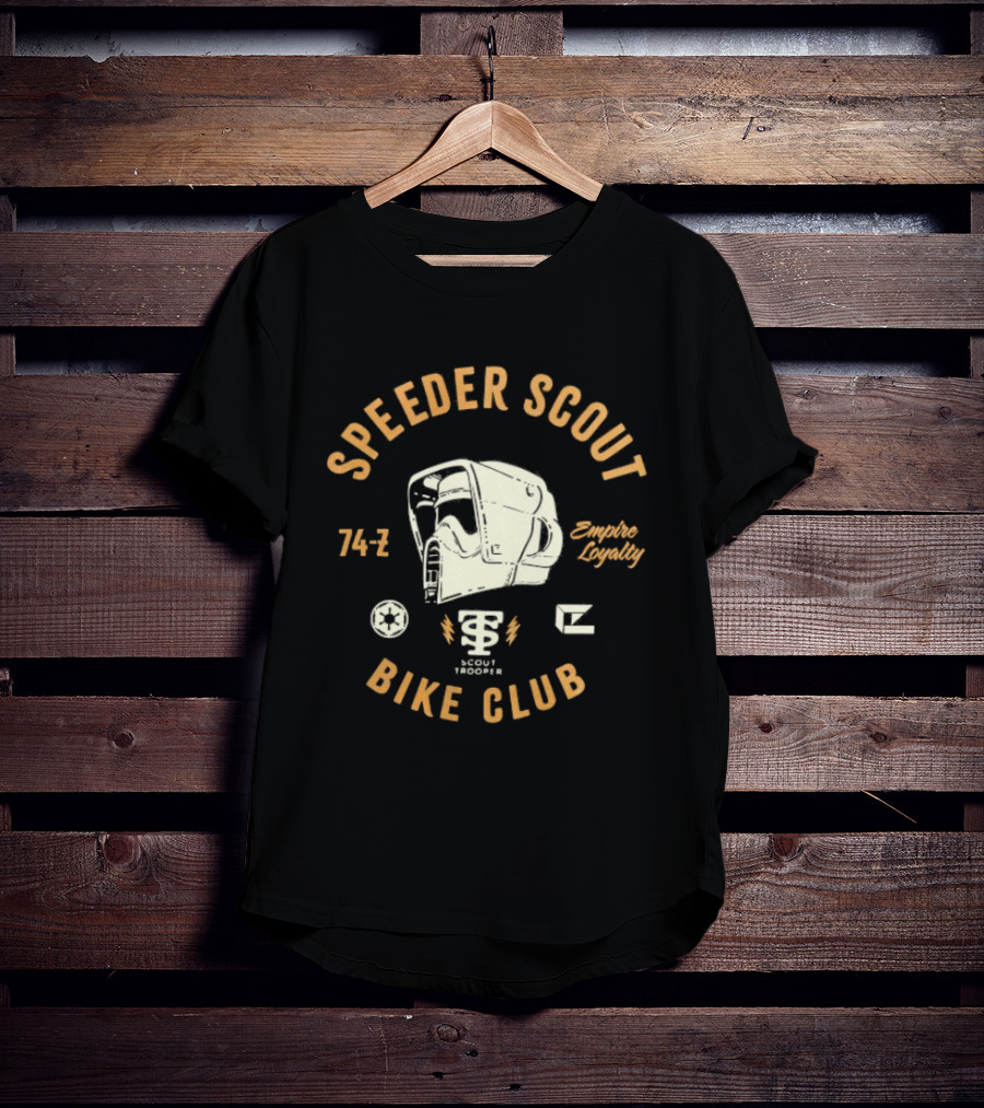 Scout Trooper Helmet Speeder Bike Club Endor Express 74 Z T-Shirt