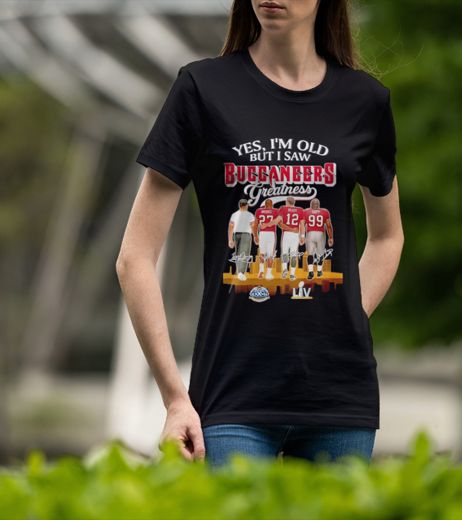 Tampa Bay Buccaneers Greatness Brooks Brady Sapp Super Bowl XXXVII LIV Champions T-Shirt