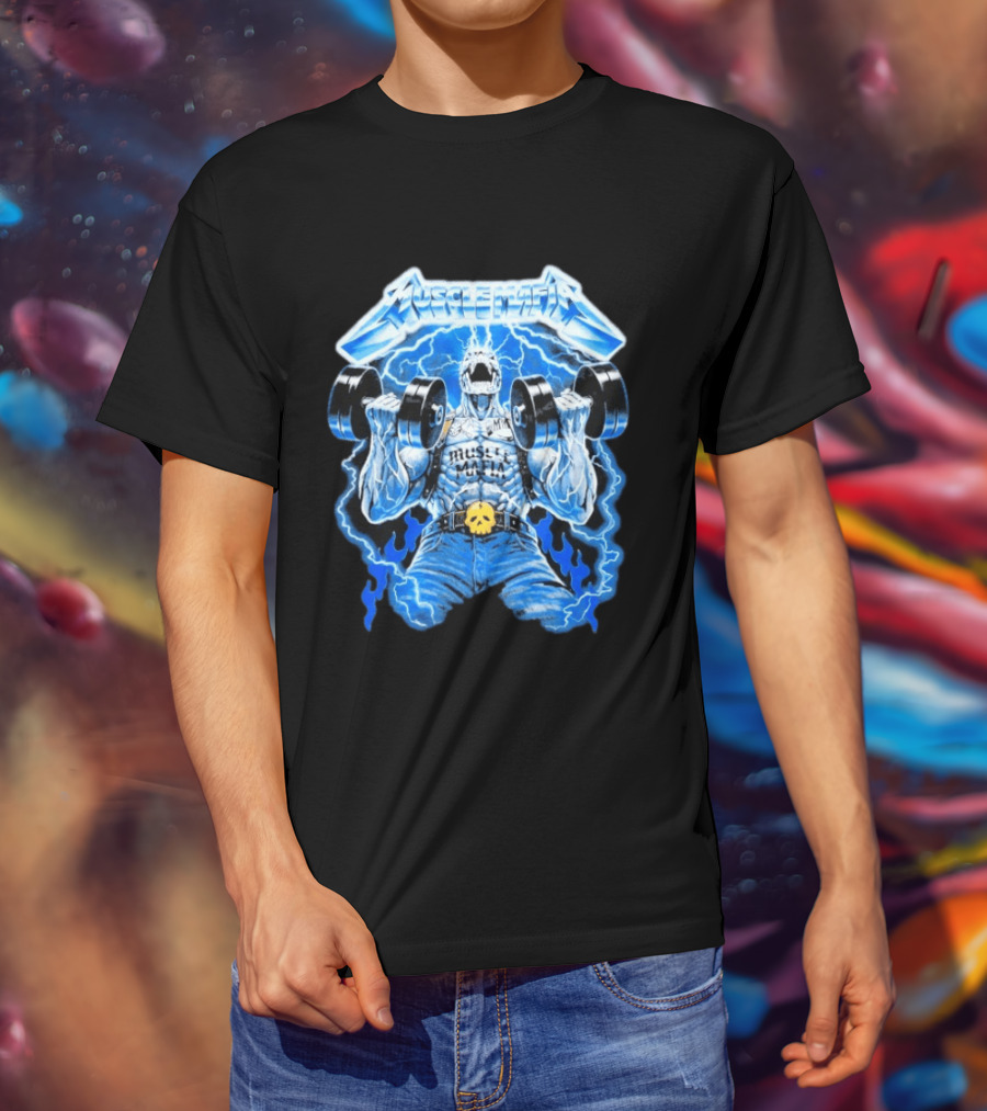 Muscle Mafia Hell's Dumbbells Lightning Blue Intensity Warren Lotas T-Shirt