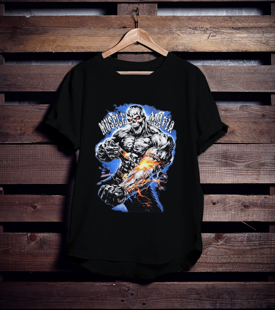 Warren Lotas Muscle Mafia Steroid Skull Injecting Lightning Bulging Veins T-Shirt