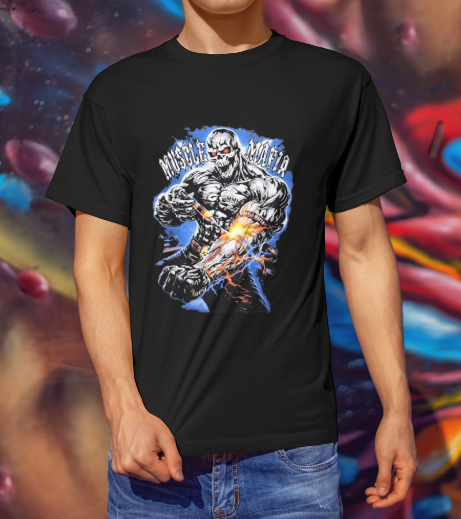 Warren Lotas Muscle Mafia Steroid Skull Injecting Lightning Bulging Veins T-Shirt