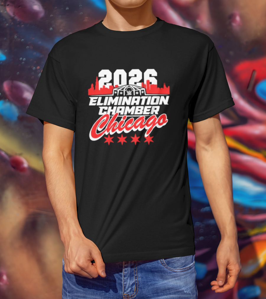 2026 Elimination Chamber Chicago Event Skyline Four Stars T-Shirt
