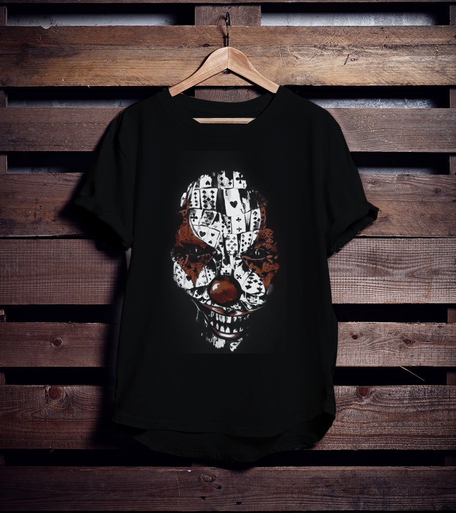 Joker Clown Mask Playing Cards Face T-Shirt