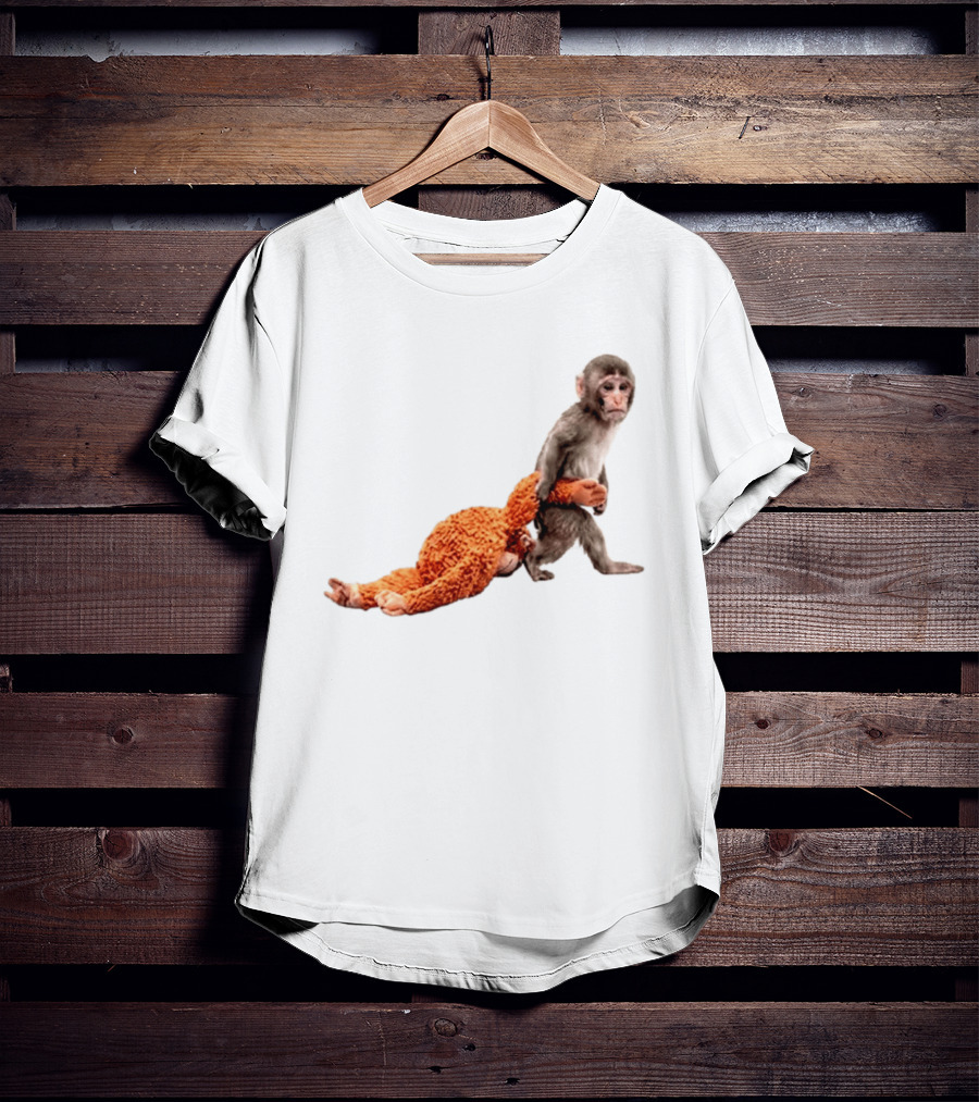 Baby Monkey Dragging Plush Toy Punch T-Shirt