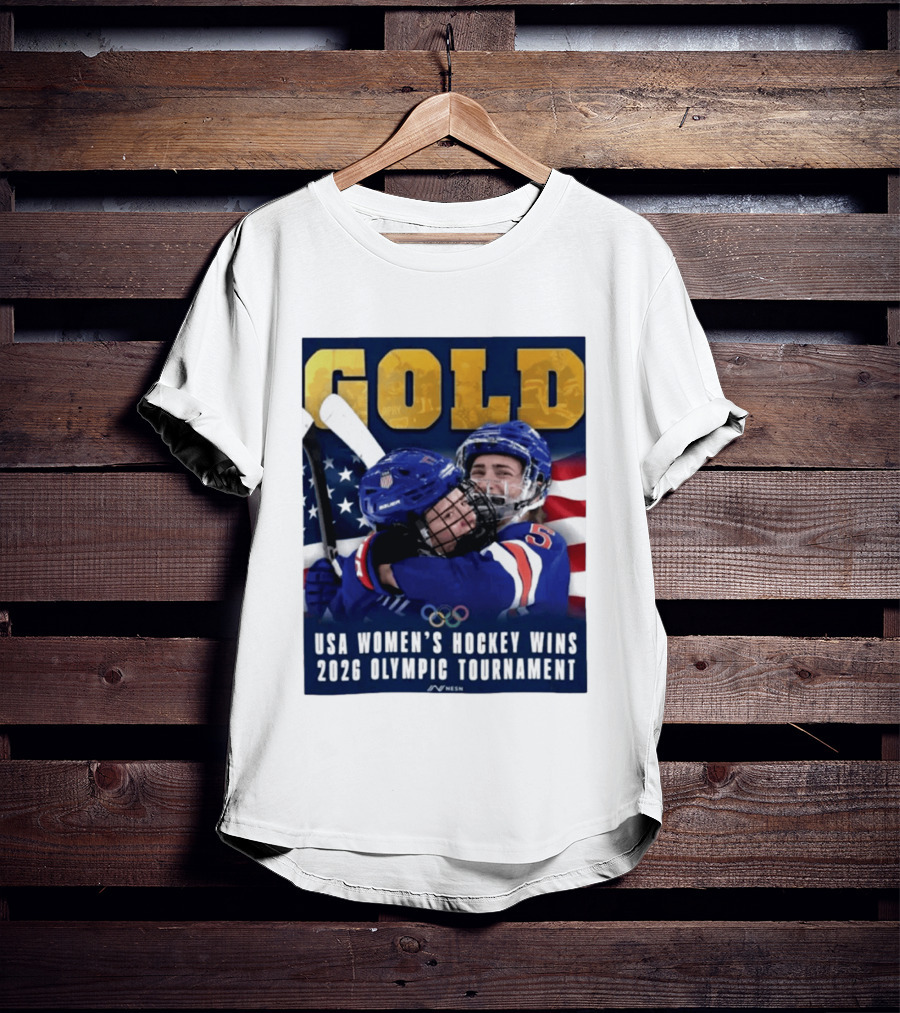 Gold USA Women's Hockey Victory 2026 Olympic Champions T-Shirt