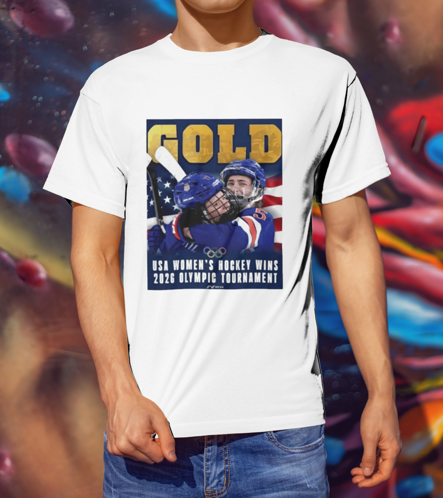 Gold USA Women's Hockey Victory 2026 Olympic Champions T-Shirt