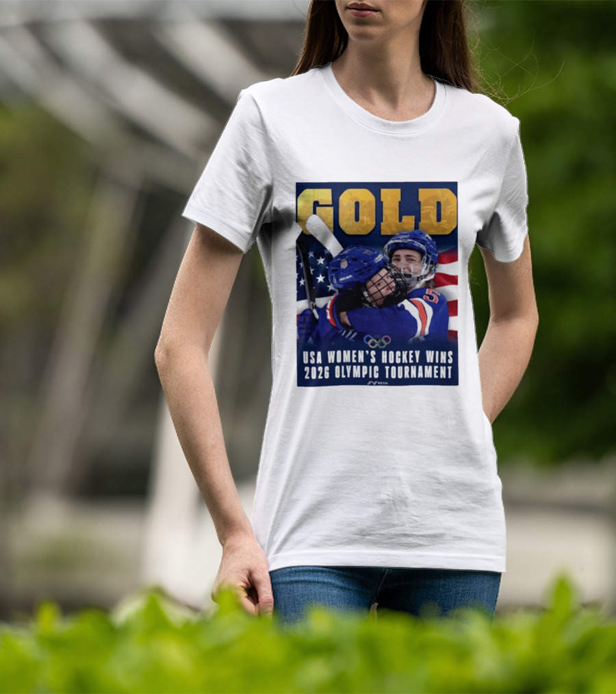 Gold USA Women's Hockey Victory 2026 Olympic Champions T-Shirt