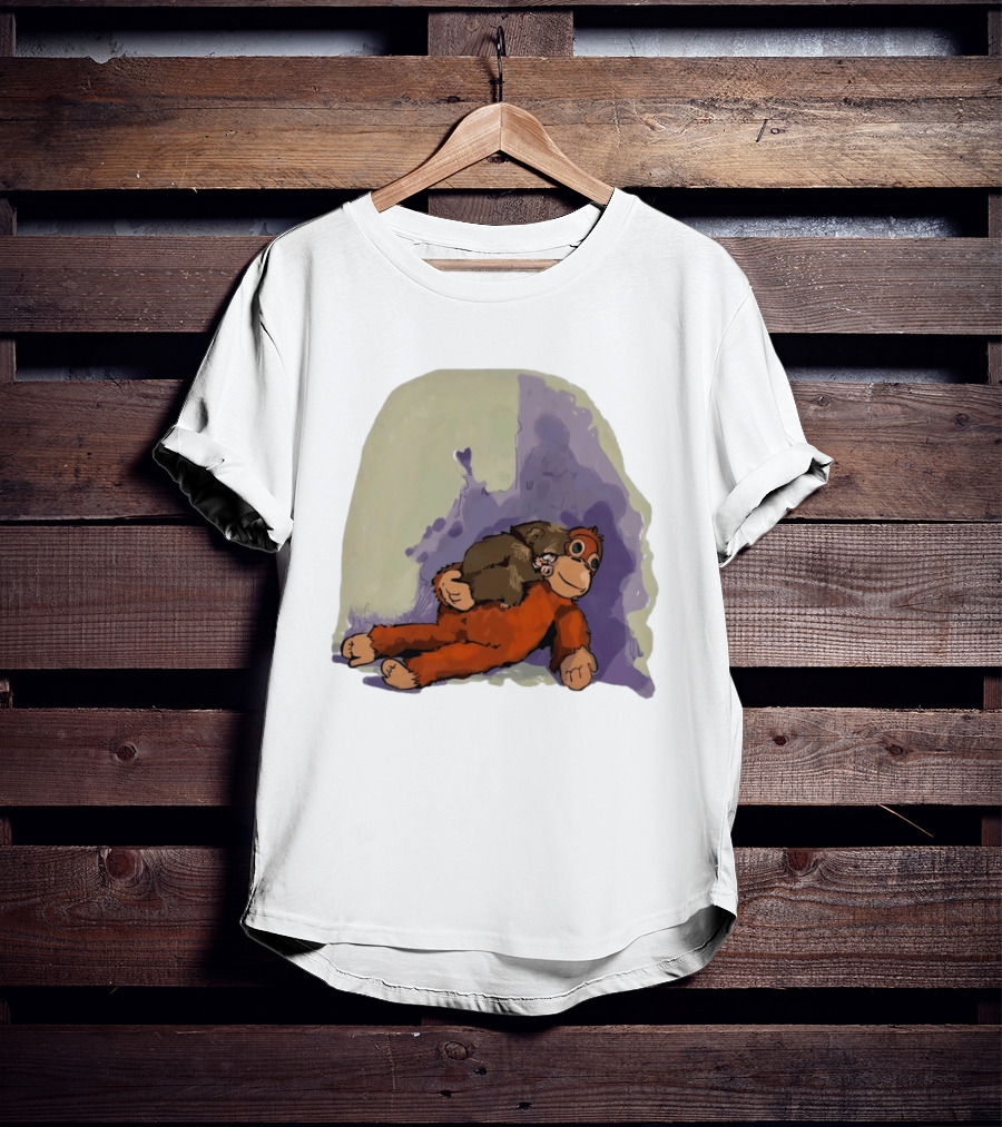 Punch Monkey Plushy Baby Monkey Snuggling T-Shirt