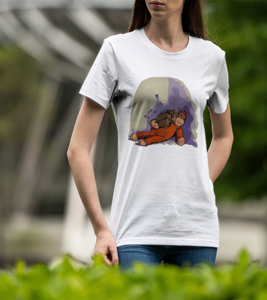 Punch Monkey Plushy Baby Monkey Snuggling T-Shirt