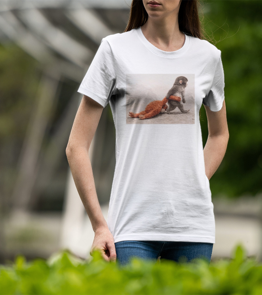 Punch The Monkey Carrying Stuffed Toy Monkey T-Shirt