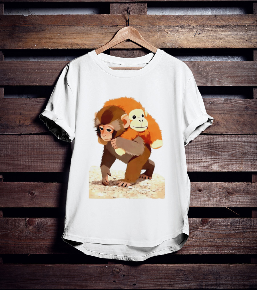 Save Punch Baby Monkey Plush Lonely Monkey Holding Toy T-Shirt
