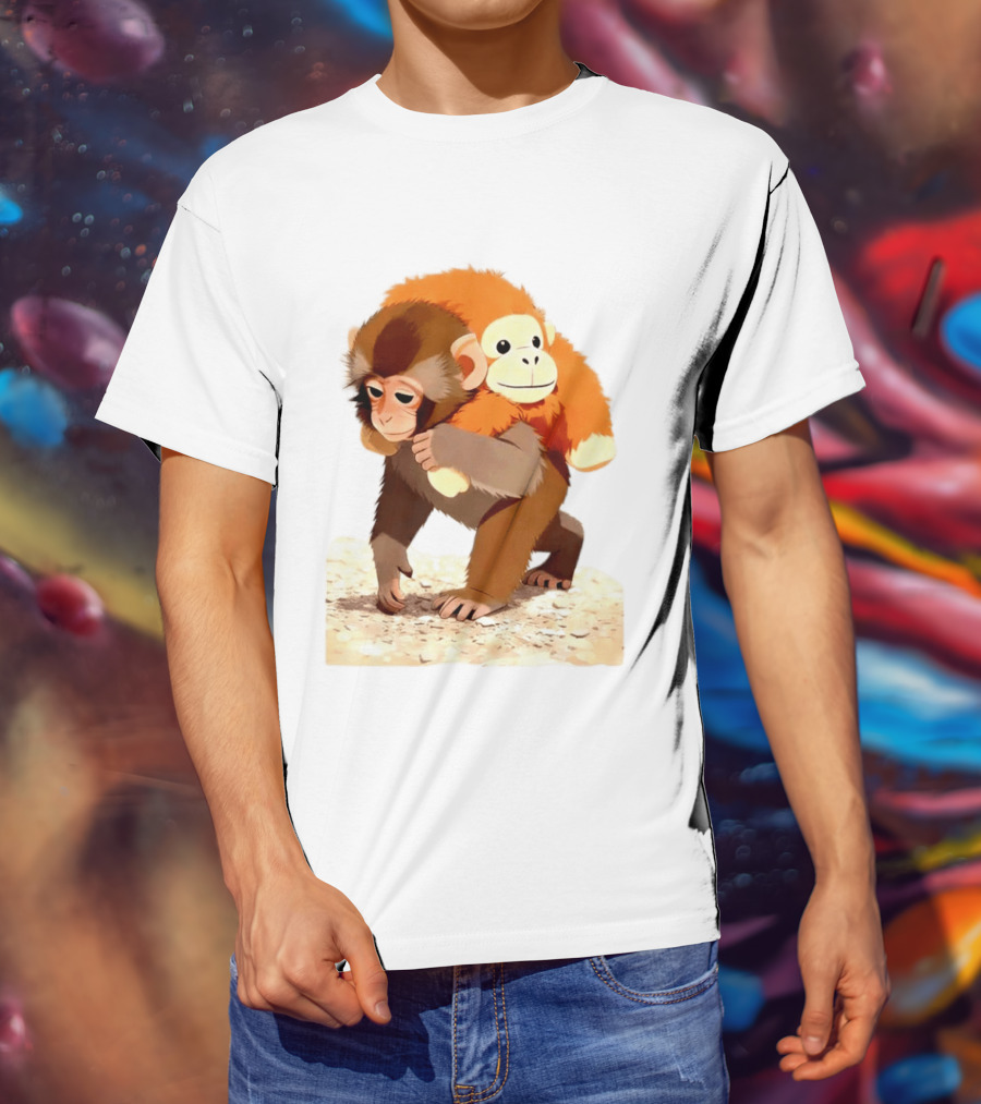 Save Punch Baby Monkey Plush Lonely Monkey Holding Toy T-Shirt