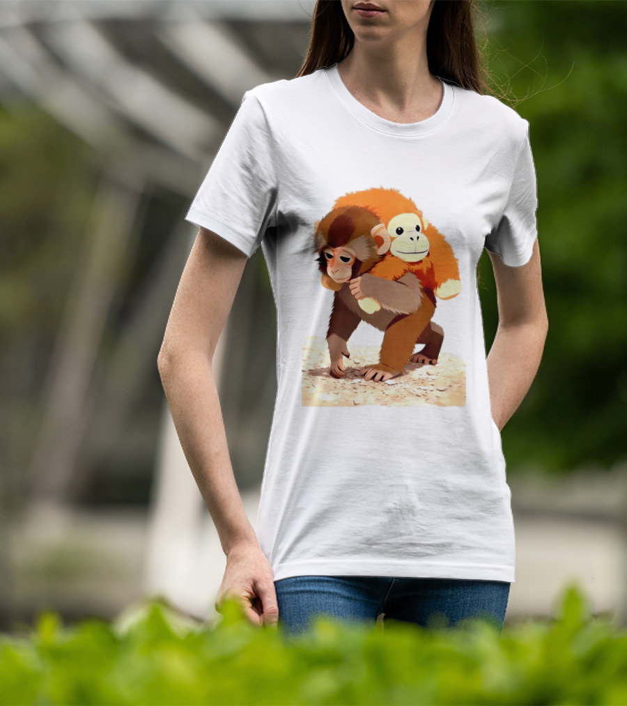 Save Punch Baby Monkey Plush Lonely Monkey Holding Toy T-Shirt
