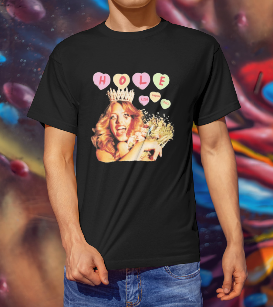Hole Live Through This Candies Heart Vintage Style Crown And Flowers T-Shirt