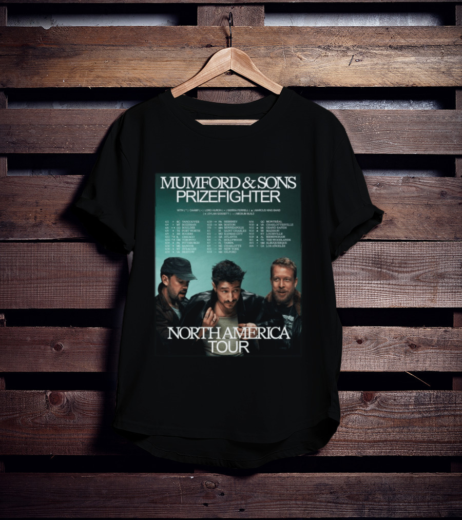 Mumford And Sons Prizefighter North America Tour 2026 City Dates Vancouver Montreal Austin T-Shirt