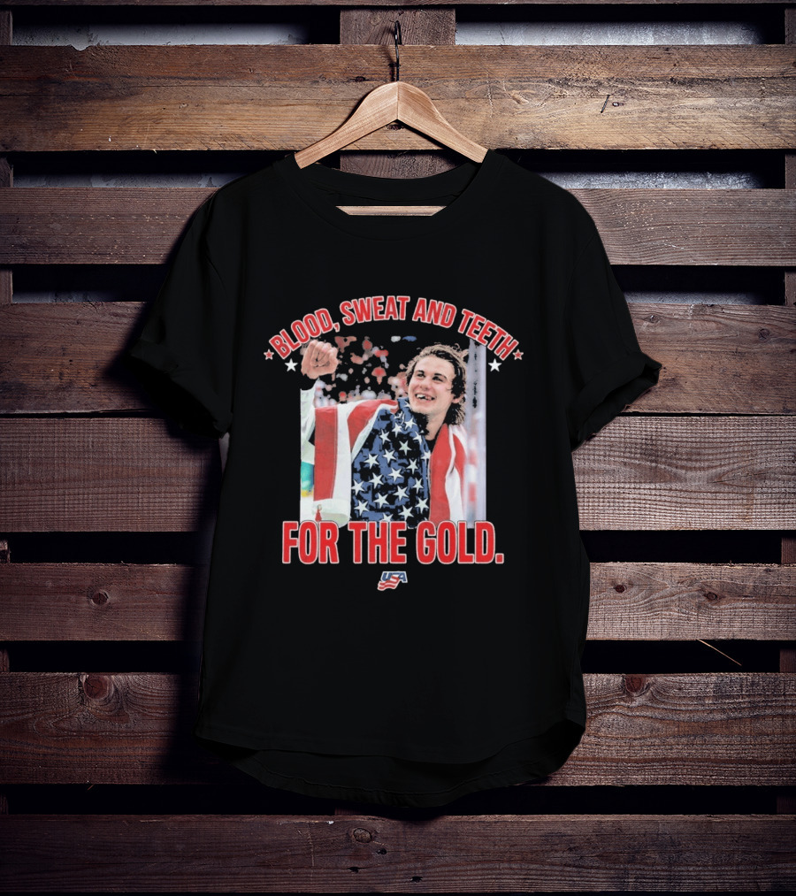Blood Sweat And Teeth Jack Hughes USA For The Gold T-Shirt