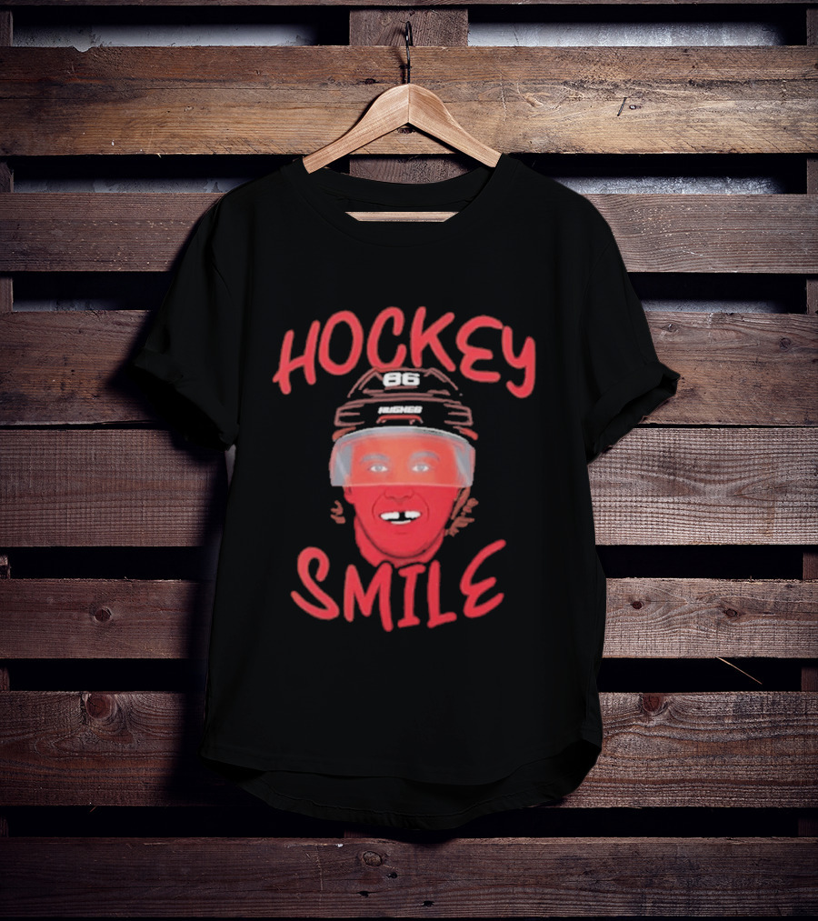 Jack Hughes Hockey Smile Team USA Helmet T-Shirt