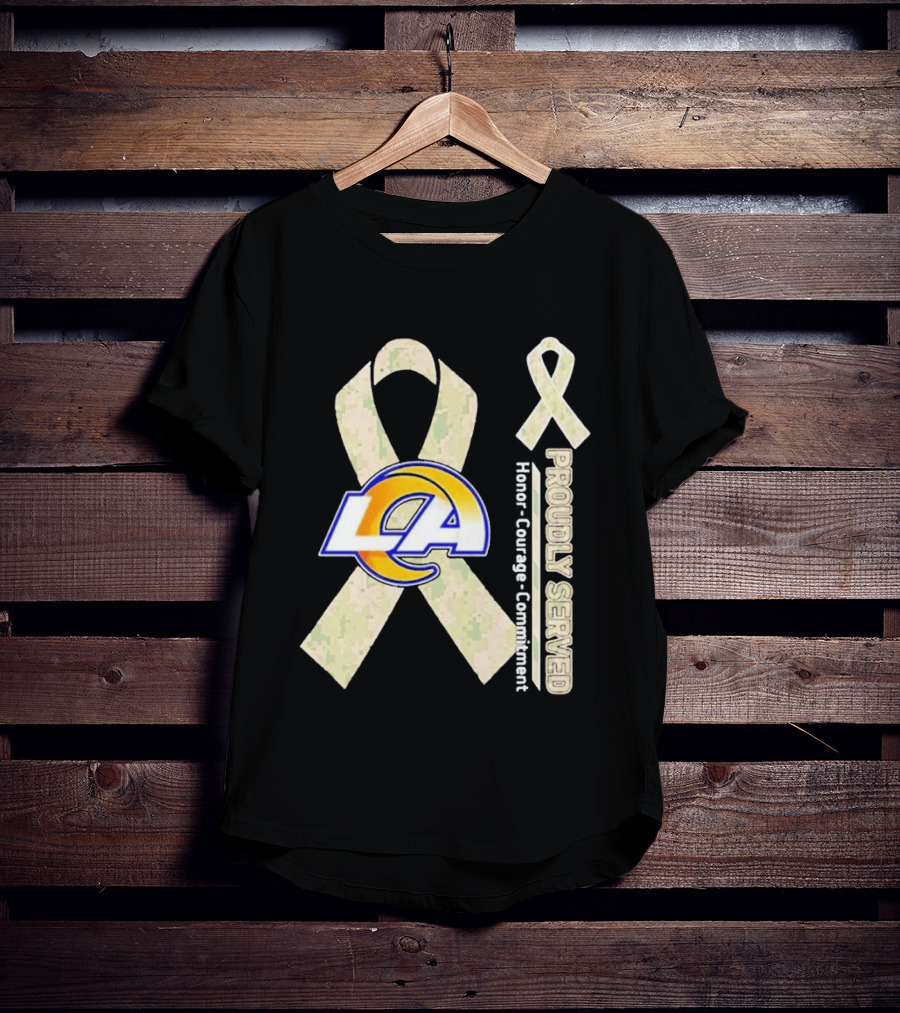 Los Angeles Rams Proudly Served Honor Courage Commitment Ribbon T-Shirt