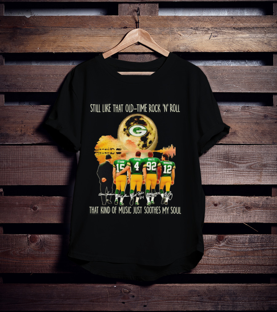 Green Bay Packers Starr Favre White Rodgers Old Time Rock 'n' Roll T-Shirt
