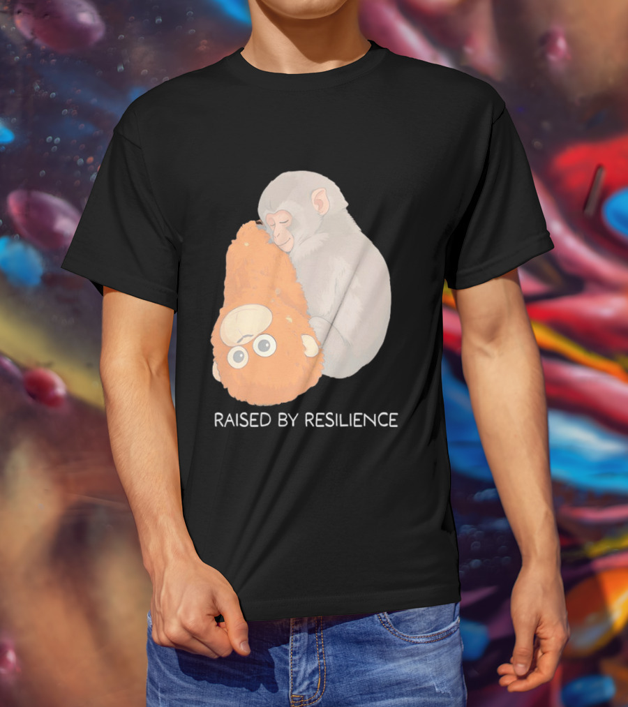 Monkey Cuddling Teddy Raised By Resilience T-Shirt